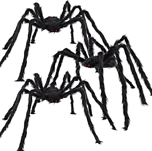 3-Pack Realistic Hairy Halloween Spiders