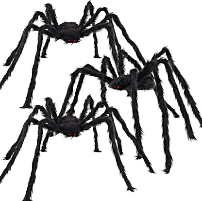 3-Pack Realistic Hairy Halloween Spiders