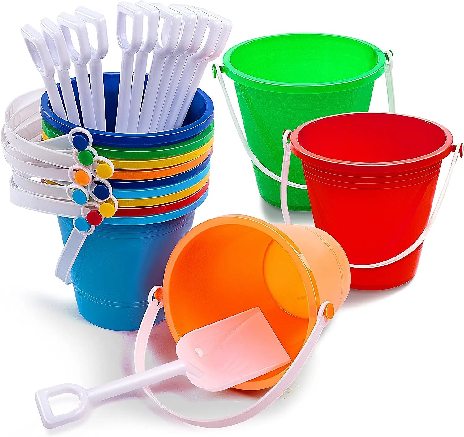 SLOOSH Beach Buckets with Sand Shovels, 12 Sets