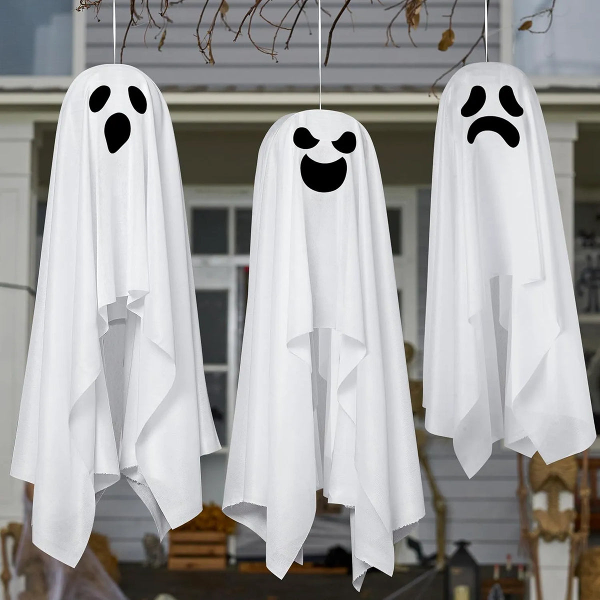 6-Pack Hanging Ghosts Halloween Decorations for Outdoor Use