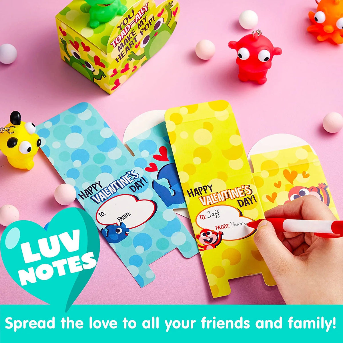 24 Pcs Kids Valentine's Cards with Bulging Eyes in Boxes - Classroom Exchange Gifts