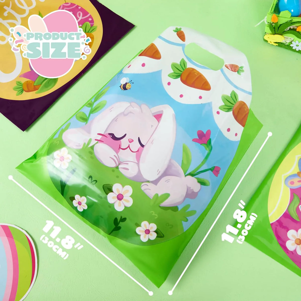 JOYIN 48 Pack Easter Drawstring PE Bags - Bunny & Chick Easter Treat Bags for Kids Party Supplies