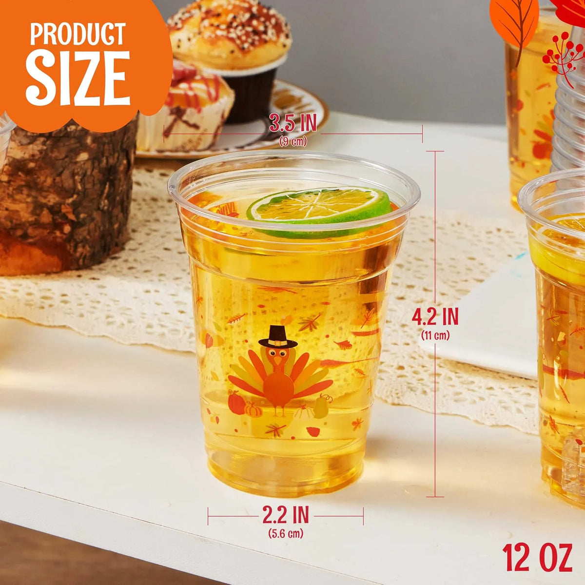 72-Pack Thanksgiving Disposable Plastic Cups