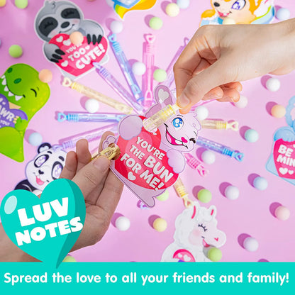 36-Pack Valentine's Day Cards for Kids with Mini Bubble Wands - Classroom Exchange Gifts