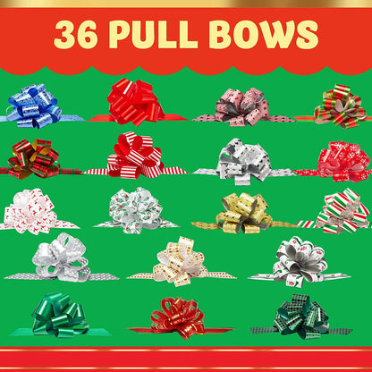 36-Pack Christmas Gift Wrap Ribbon Pull Bows