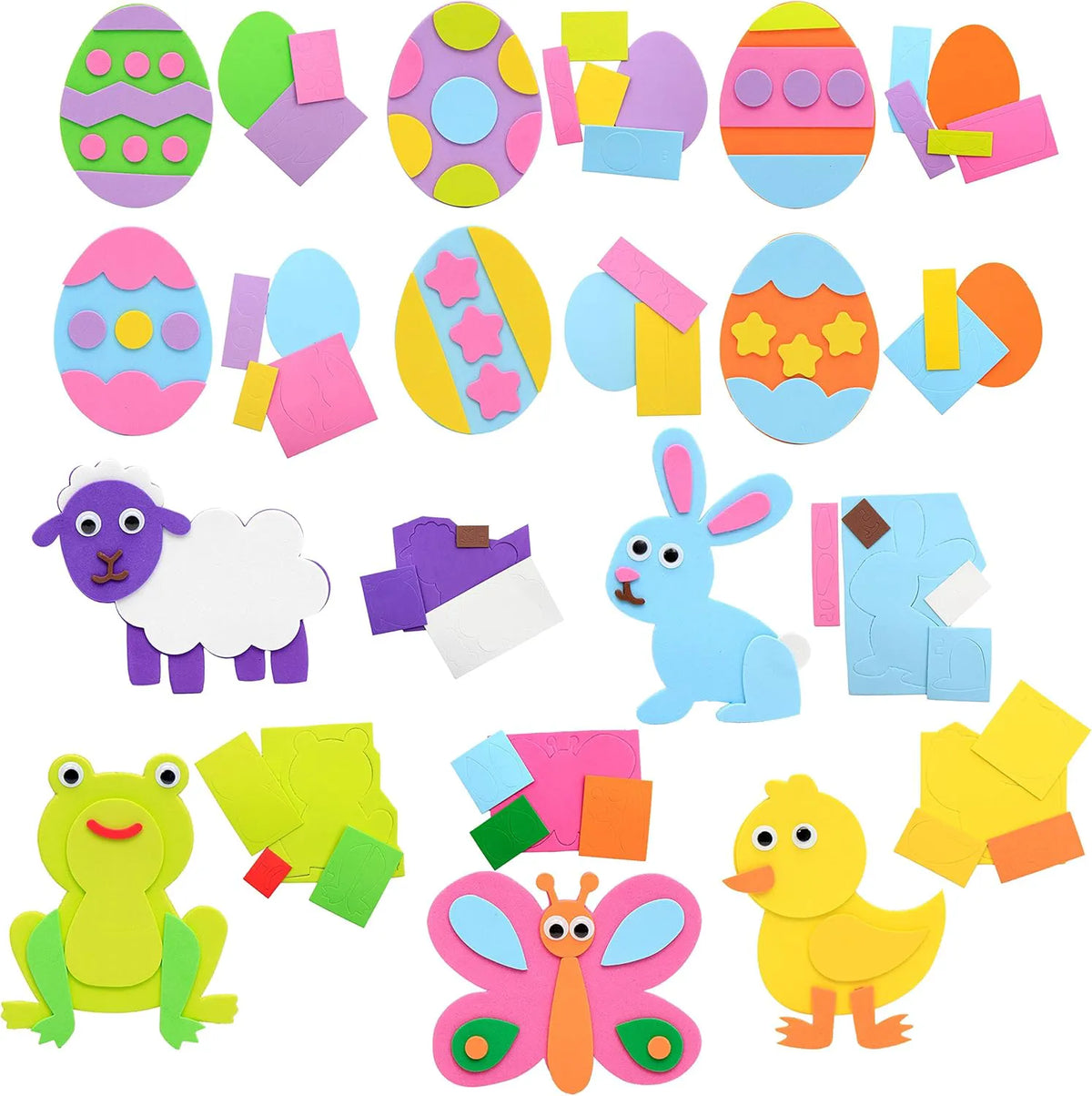 JOYIN 24 Pack Easter Foam Magnet Craft Set for DIY Activities and Egg Hunt Basket Stuffers