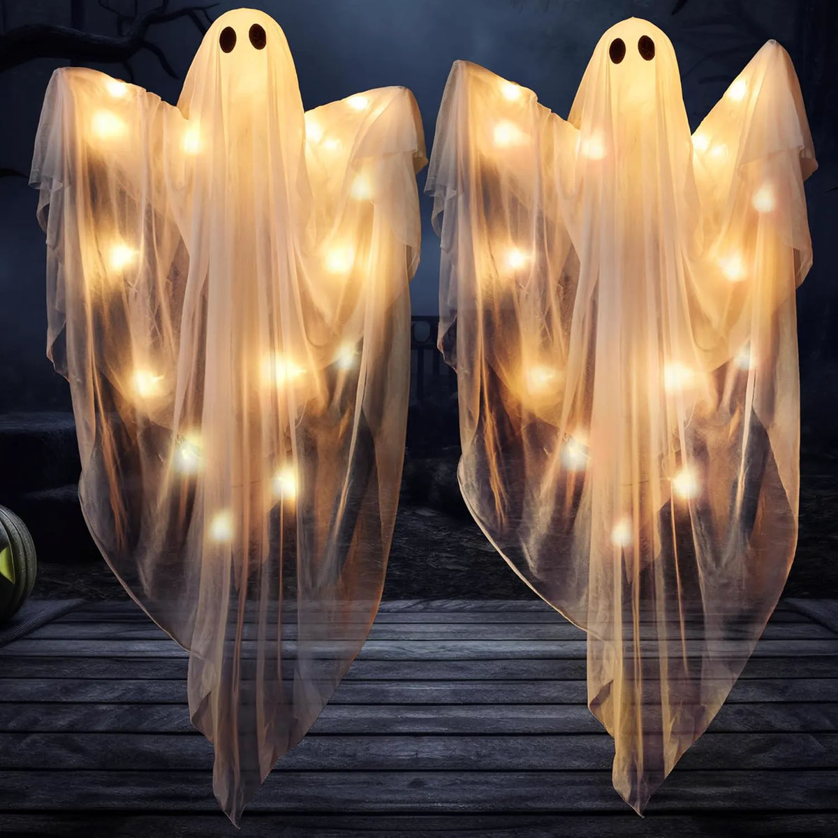 2 Pack 35.5-Inch Halloween Light-Up Hanging Ghosts