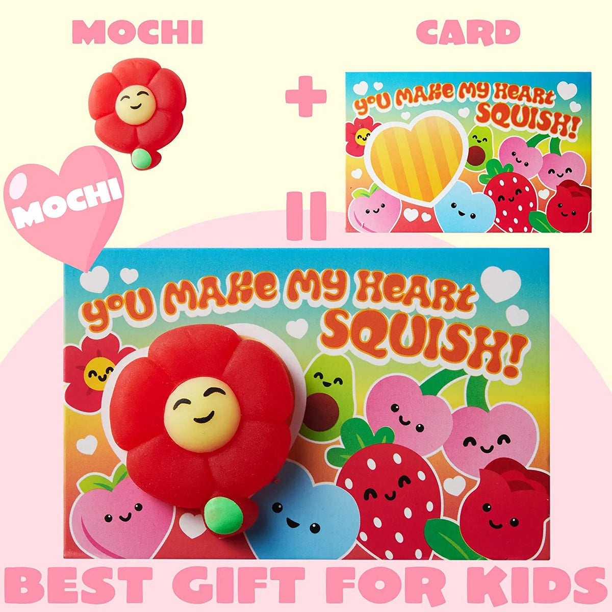 28-Pack Mochi Squishy Toys with Valentine's Day Cards for Classroom Exchange