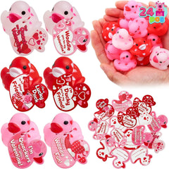 JOYIN 24-Pack Valentine's Day Mini Rubber Ducks (1.2 Inches) with Gift Cards