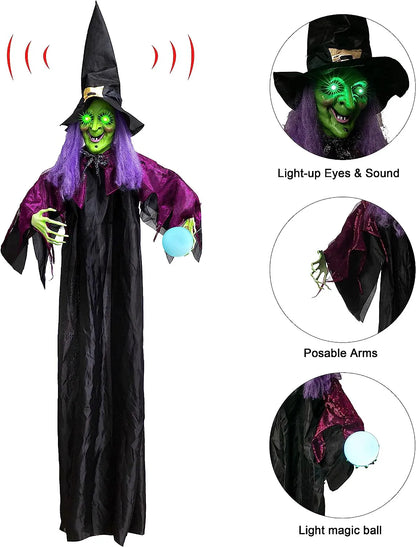 78-Inch Halloween Hanging Witch with Magic Ball
