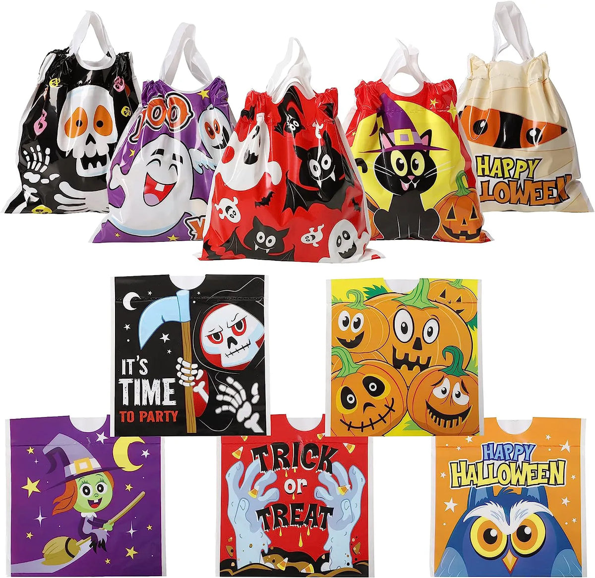 96 Pack Halloween Trick or Treat Drawstring Bags
