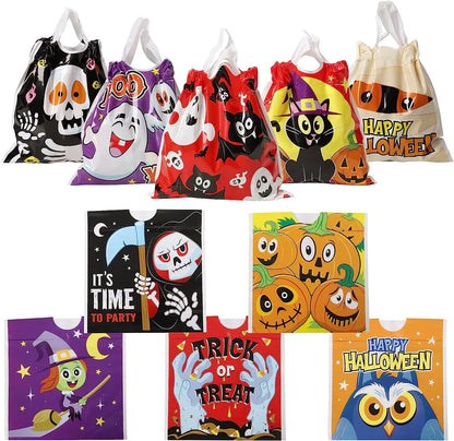 96 Pack Halloween Trick or Treat Drawstring Bags