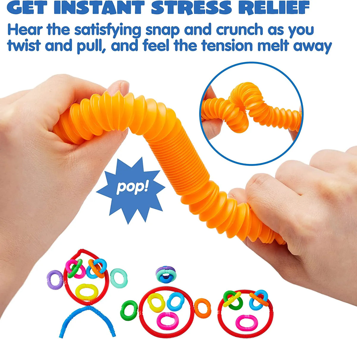 36-Pack Pop Tubes Toy, 9 Colors