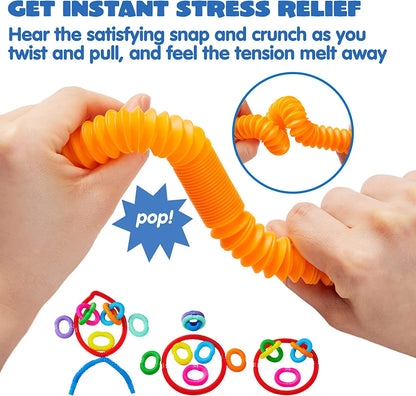 36-Pack Pop Tubes Toy, 9 Colors