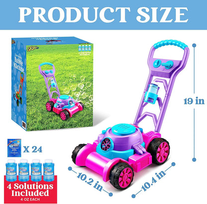Sloosh Bubble Lawn Mower Toy for Toddlers, Pink