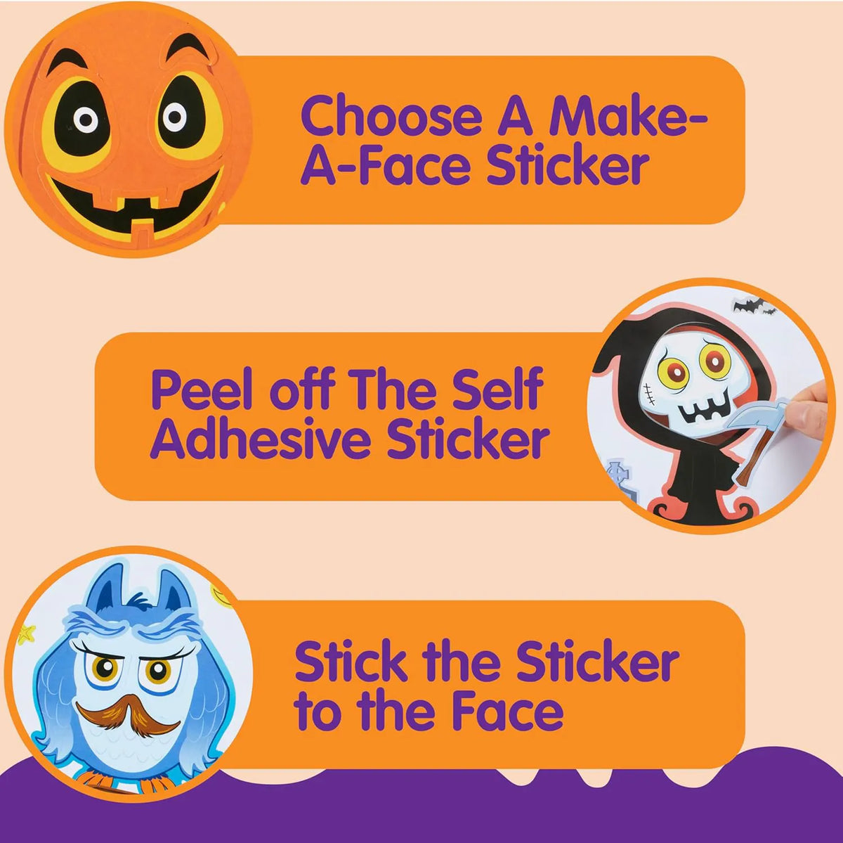 36 Halloween Make-a-Face Stickers for Kids
