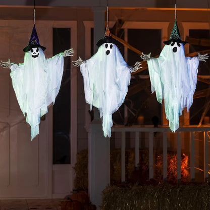 24.8in White Ghost with Colored Hats, 3-Pack