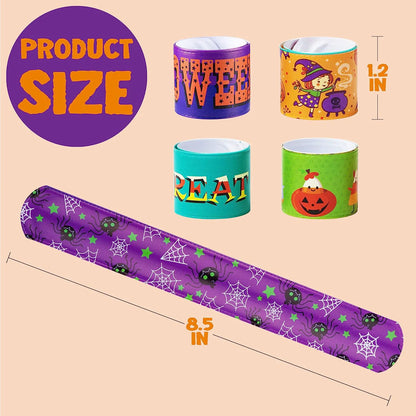 100-Pack Halloween Friendship Slap Bracelets for Kids