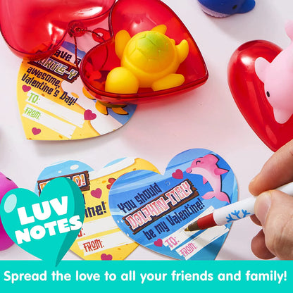 28-Pack Mochi Squishies with Valentine's Day Cards for Kids Classroom Exchange Gifts