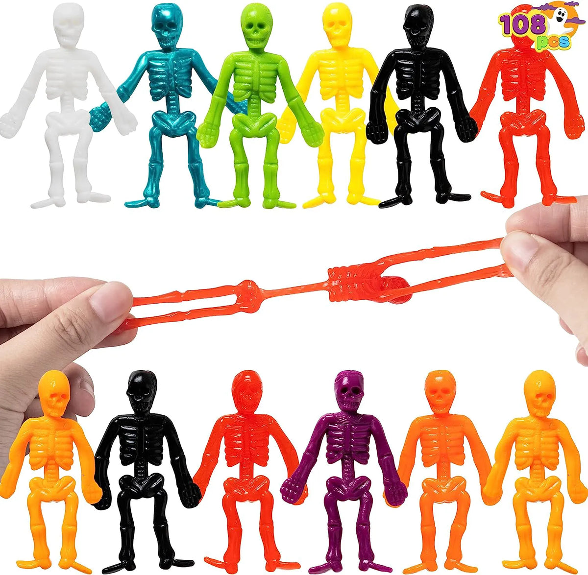 108-Pack Halloween Stretchy Skeletons
