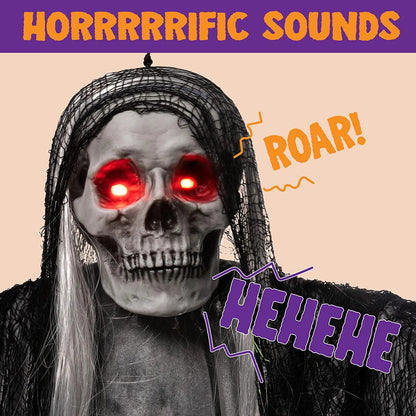 59-Inch Hanging Grim Reaper with Glowing Eyes and Creepy Sound