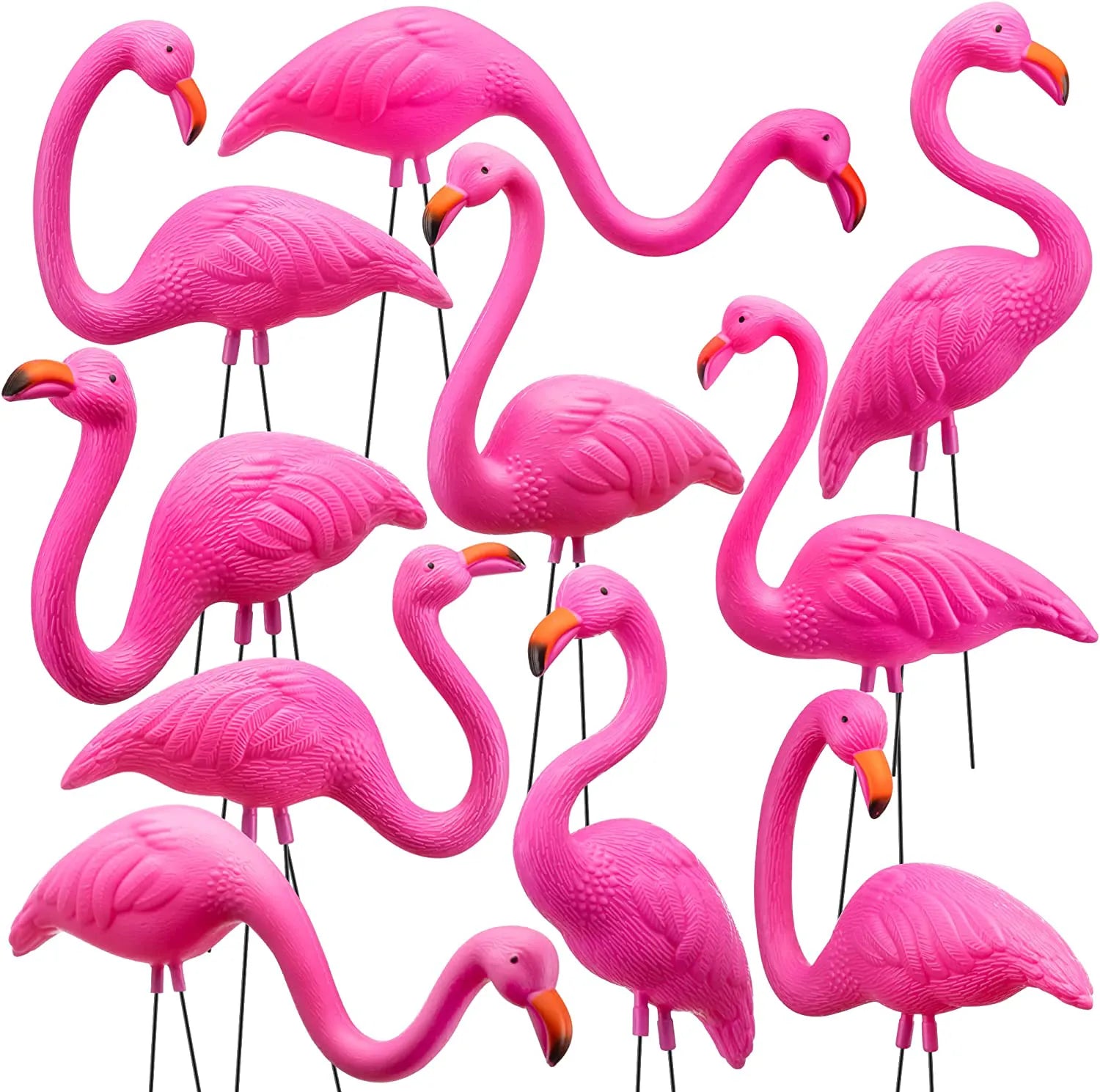 10 Pink Flamingo Yard Ornaments, Small