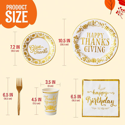 168-Piece Thanksgiving Paper Plates Set