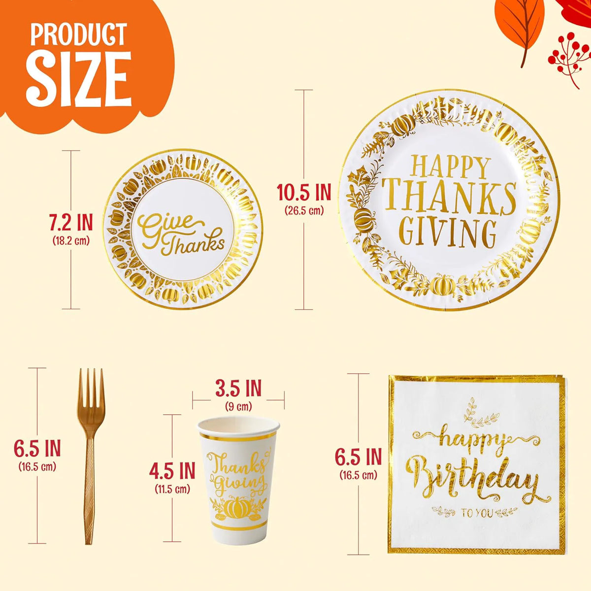 168-Piece Thanksgiving Paper Plates Set