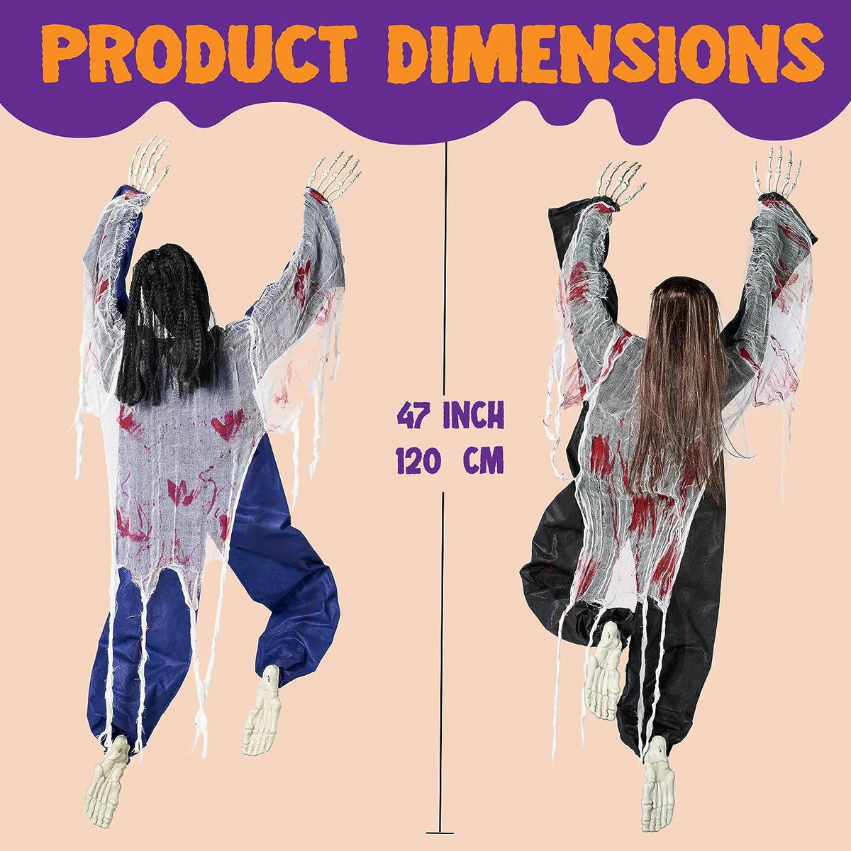 Joyin 2-Pack 47-Inch Halloween Climbing Zombies Wall Decoration