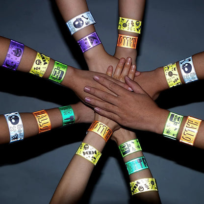 72-Pack Halloween Reflective Slap Bracelets