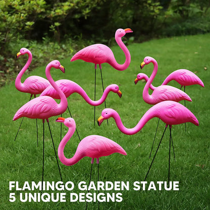 10 Pink Flamingo Yard Ornaments, Small
