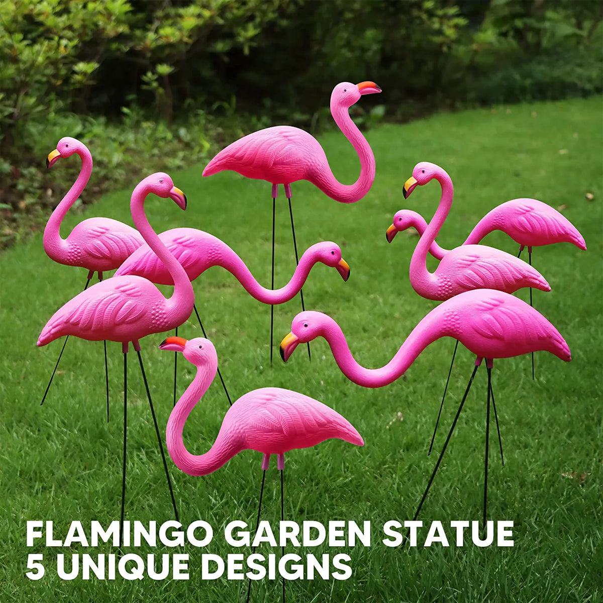10 Pink Flamingo Yard Ornaments, Small
