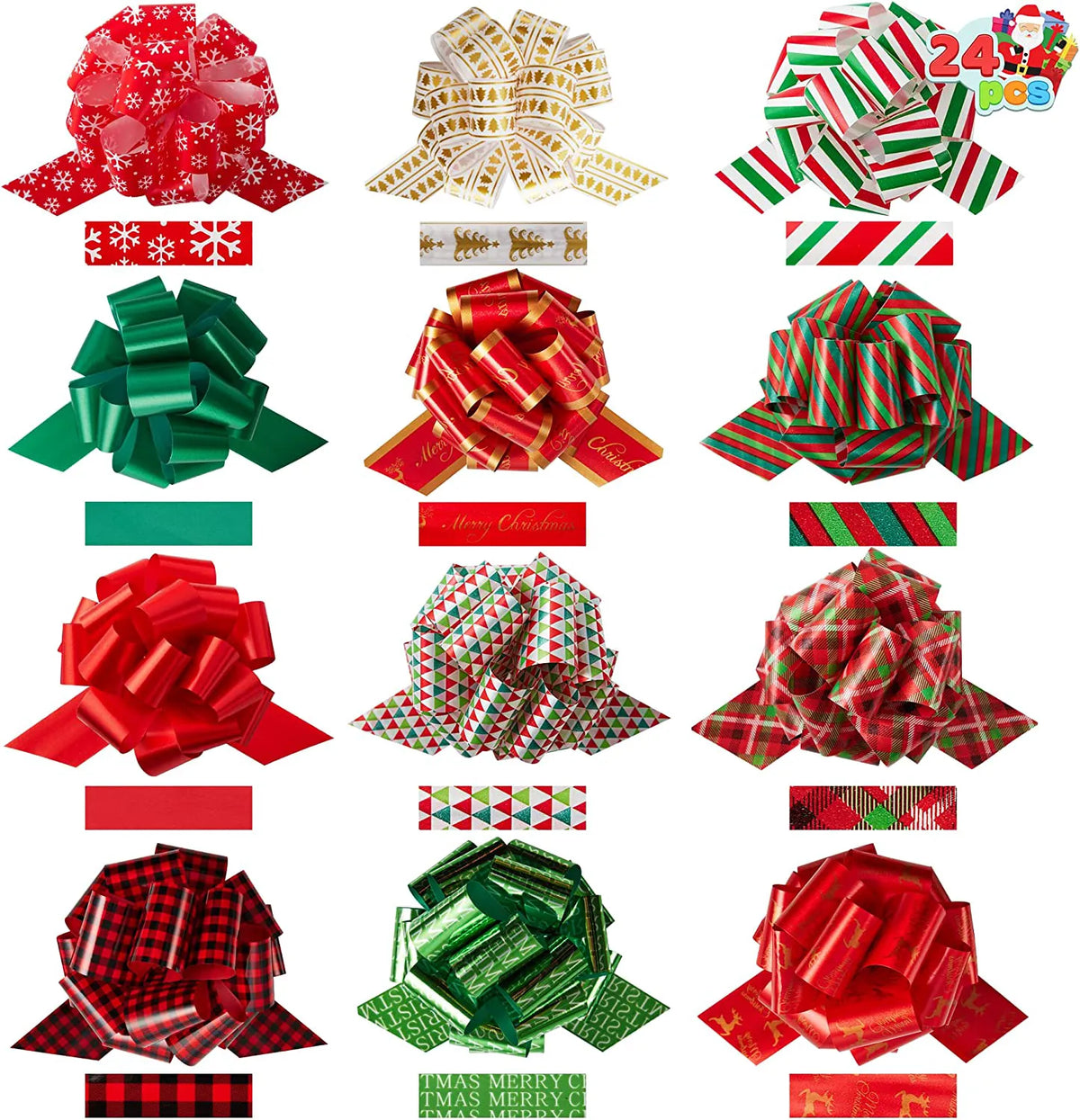 24 Pieces Christmas Gift Wrapping Ribbon