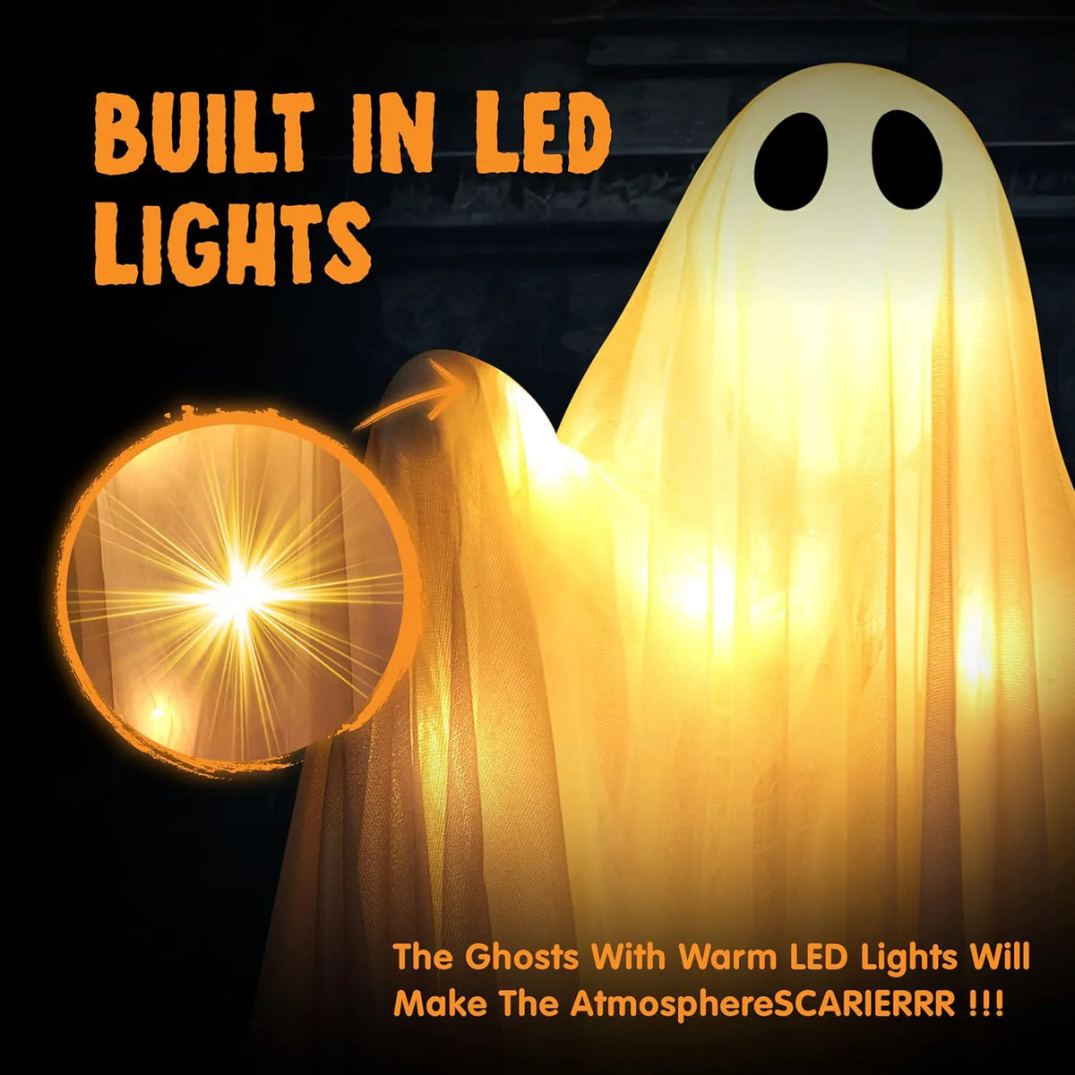 2 Pack 35.5-Inch Halloween Light-Up Hanging Ghosts