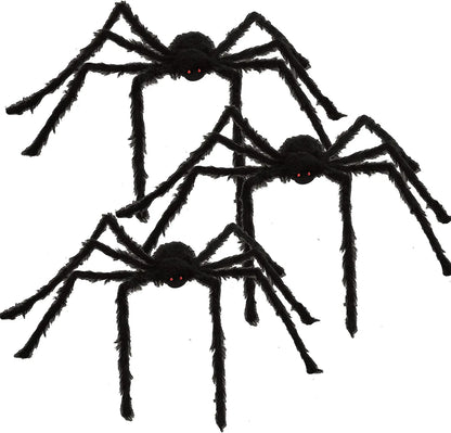 3-Pack Realistic Hairy Halloween Spiders