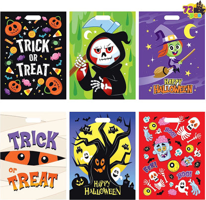 Halloween-Themed Plastic Candy Bags, 72 Count