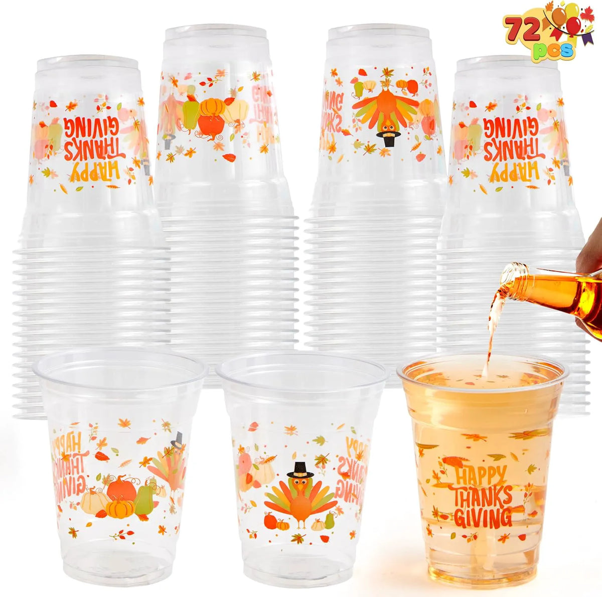 72-Pack Thanksgiving Disposable Plastic Cups