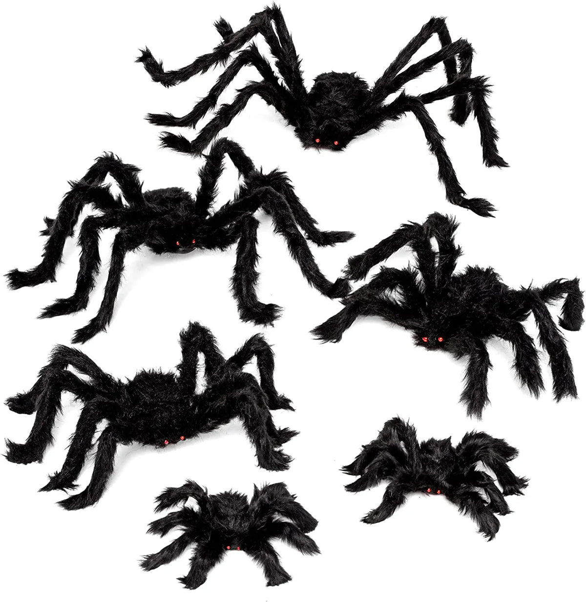 6-Pack Halloween Black Spider Set