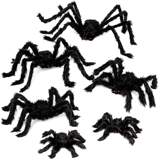 6-Pack Halloween Black Spider Set