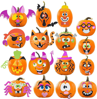 16-Piece Foam Halloween Pumpkin Decorating Craft Kit
