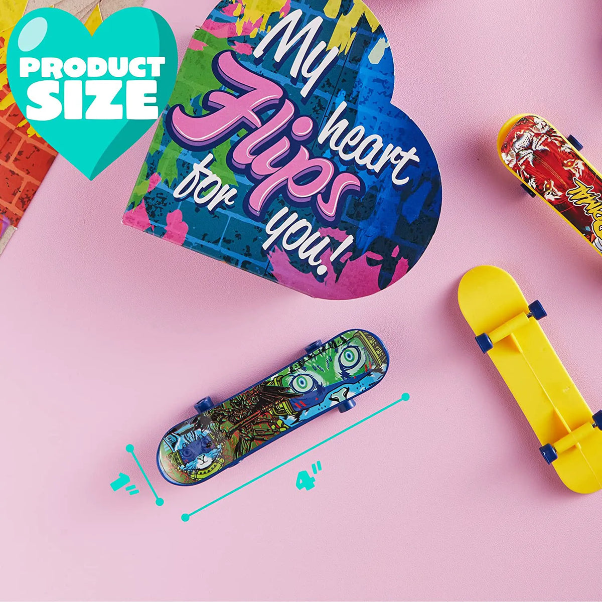 28 Mini Skateboards in Boxes with Valentine's Cards for Classroom Exchange
