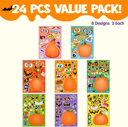 24 Halloween Pumpkin Decorating Stickers