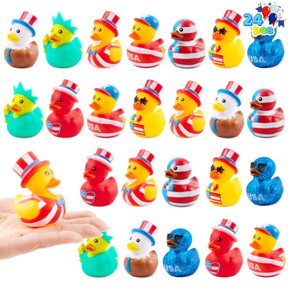 JOYIN 24-Pack Patriotic Rubber Ducks - 2.6-Inch Toys, 8 Unique Designs