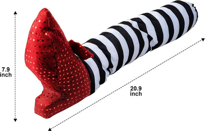 Witch Legs with Stakes - Red Shoes & Black and White Stripe (2 Pcs)