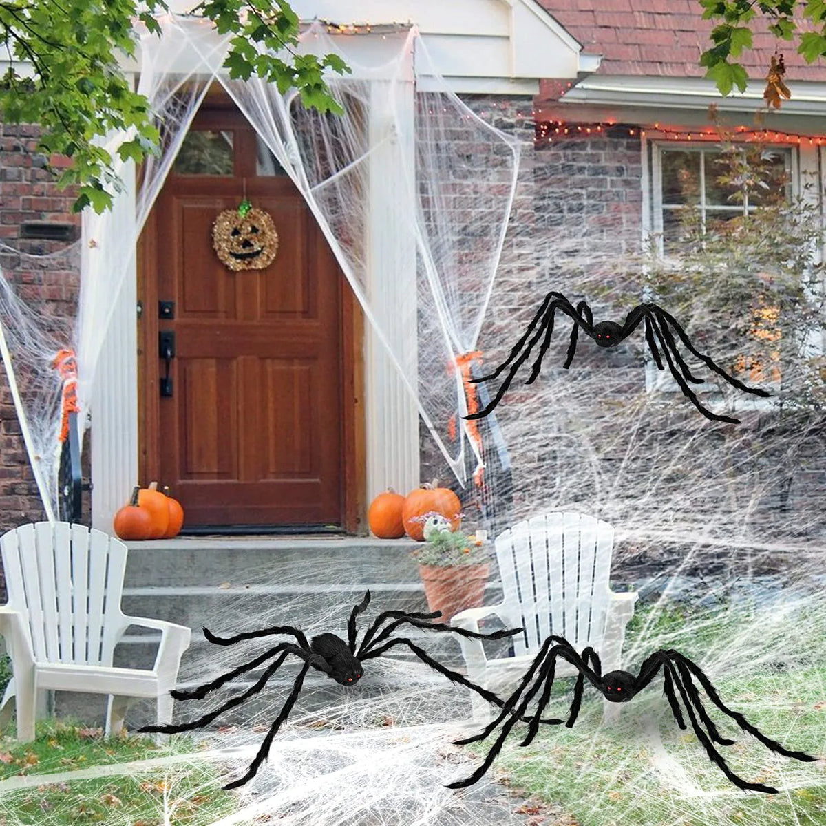 3-Pack Realistic Hairy Halloween Spiders