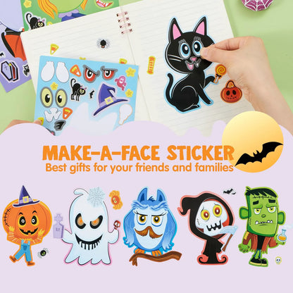 36 Halloween Make-a-Face Stickers for Kids