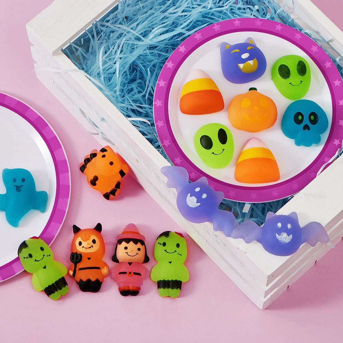 24 Glow-in-the-Dark Halloween Mochi Squishy Toys