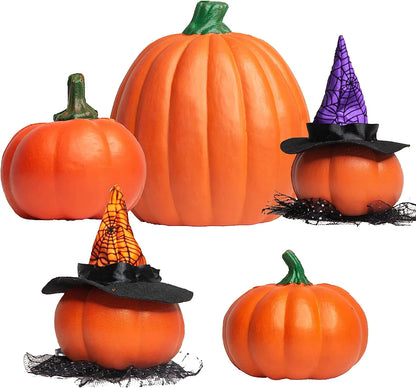 Halloween Pumpkin Light-Up Decoration Set, 5-Pack
