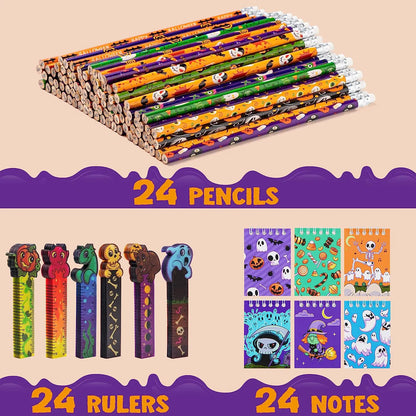 Halloween Pencil, Ruler & Notepad Set (24-Pack)