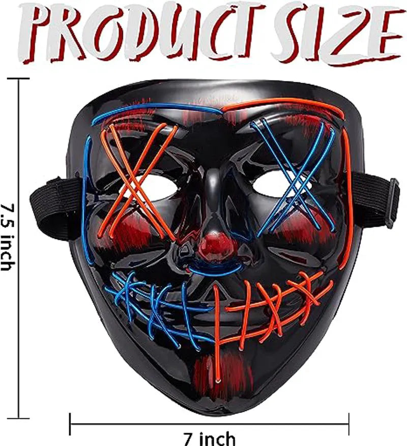 Halloween LED Mask with Light-Up Gloves (Blue & Red)